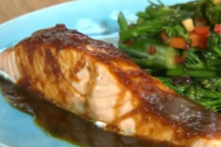 Ching’s steam salmon teriyaki with stir fried vegetables on John and Lisa’s Weekend  ...