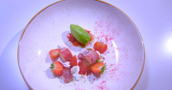 Lee Smith strawberry fields dessert on the Great British Menu