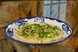 Diego Cardoso lemon risotto with crab salad on Saturday Kitchen