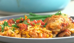 Nadia Sawalha chicken a la Mexicaine on John and Lisa’s Weekend Kitchen