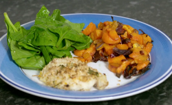 Kate and Ellie’s herb crusted fish with vegetable tray bake on Eat Well For Less?