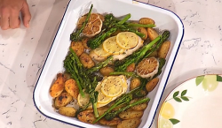 Davina’s one pot lemon chicken with potatoes and broccoli  on This Morning