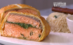 Gordon and Tilly Ramsay salmon en croUte with rice and herb butter sauce on John and Lisa’ ...