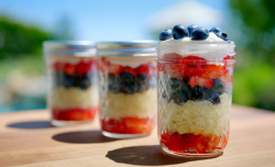 Tilly’s cake in a jar with berries and cream on Matilda and the Ramsay Bunch