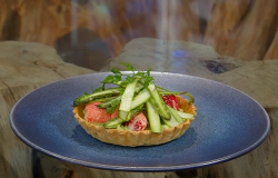 Nathan Outlaw’s Lobster and asparagus tart on Saturday Kitchen