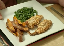 Steve Carter’s crispy chicken with sweet potato wedges on Eat Well For Less?