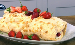 James Martin fresh fruit meringue roulade on James Martin’s Saturday Morning