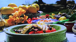 Peter and Emily Andre  lentils and halloumi platter on John and Lisa’s Weekend Kitchen