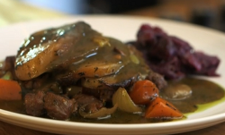 Jennie Mcalpine’s Lancashire lamb hotpot with mint sauce and pickled cabbage on John and L ...