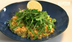 Gaynor Faye’s crab risotto with Chinese garlic on John and Lisa’s Weekend Kitchen