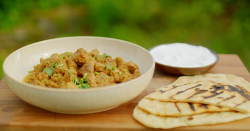 Nadiya Hussain’s speedy lamb bhuna with buttered naan bread and natural yoghurt on Saturda ...