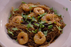 Nigella Lawson’s prawns with celery, ketchup menace and glass noodles Thai stir fry on Sat ...