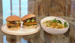 Anna Jones veggie burgers with Caesar salad on Saturday Kitchen