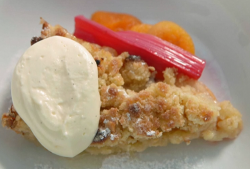 Blue Team’s apple crumble pie with rhubarb and chantilly cream on Celebrity Masterchef 2019