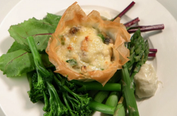 Vicky’s asparagus, mushrooms and cheese filo tart on Celebrity Masterchef 2019