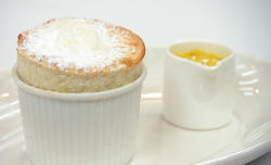 Kelly’s banana souffle with passion fruit sauce on Celebrity Masterchef 2019