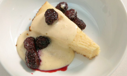 Red Team’s sponge cake with custard and berries on Celebrity Masterchef 2019