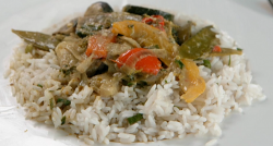 Joey Essex’s Thai green vegetable curry with rice and lentils on Celebrity Masterchef 2019