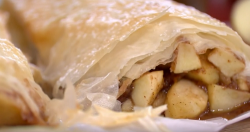 Phil’s  autumn apple strudel with salted caramel butterscotch sauce on This Morning