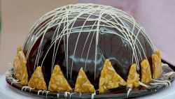 Steph’s mirror bombe with dark chocolate mousse and coffee bavarois on The Great British B ...