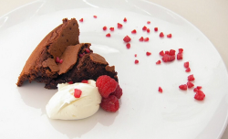 Vicky Pattison’s dark chocolate torte, Chantilly creme with raspberries dessert on Celebri ...