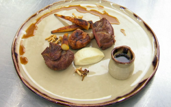 Greg Rutherford’s roast rump of lamb with sweet breads, parsnips and a lamb jus on Celebri ...