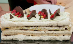 Henry’s towering meringue cake on The Great British Bake Off