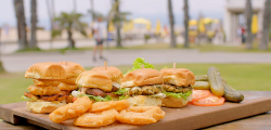 Hairy Bikers mini burger sliders with beef, fish and halloumi burgers on Route 66