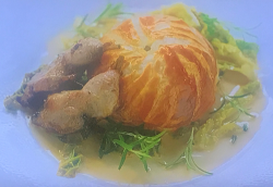 Rosemary Shrager’s Quail in puff pastry with cabbage and a quail sauce on My Favourite dishes