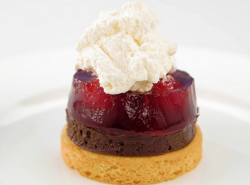 Greg Rutherford’s shortbread biscuit with dark chocolate crema, raspberry jelly and Chanti ...