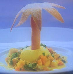 Rosemary Shrager’s  tuile palm tree with mango ice cream and exotic fruit on My Favourite  ...