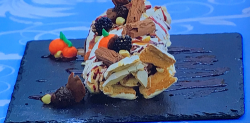 Tom O’s toffee apple and blackberry roulade on Junior Bake Off 2019