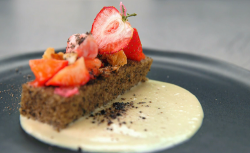 Kat’s black carrot almond cake on Masterchef The Professionals