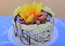 Tom W’s campfire chilli chocolate cake on Junior Bake Off 2019