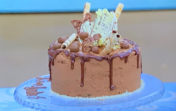 Kian’s chocolate mash-up cake on Junior Bake Off