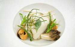 Malin’s steamed cod lion with sea vegetables and a spiced seafood broth on Masterchef The  ...