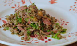 Celine’s green lentils with confit duck on Rick Stein’s Secret France