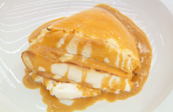 Monica Galetti’s crepe souffle with a salted caramel sauce on MasterChef The Professionals
