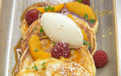 Marcus Wareing’s drop scones with Suzette sauce and oranges on MasterChef The Professionals