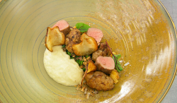 Aviv’s ras el hanout lamb tenderloin with sweet breads and kidneys  on Masterchef The Prof ...