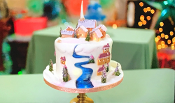 Leann’s  Lapland snowscape village cake on Kirstie’s Handmade Christmas