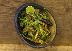 James Martin’s Deep Fried Aubergines, Artichokes and Courgettes with caramelised miso on J ...