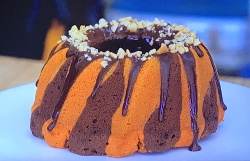 Liam’s Peanut butter and chocolate swirl cake on Junior Bake Off 2019