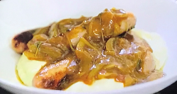 Jack Stein’s sausages and mash with onion gravy on Jack Stein: Inside the box