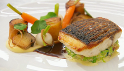 Freddie’s sea bass with cabbage and red wine sauce on Masterchef The Professionals 2019