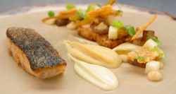 Ben’s stone bass with a cider and celeriac jus on Masterchef The Professionals 2019