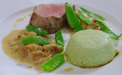 Maurine’s fillet of veal with mushrooms, cantal cream and courgettes on Rick Stein’s ...