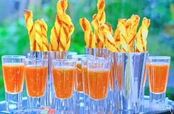 Merrilees Parker’s bloody Mary shoots with cheese straws on Beautiful Baking with Juliet Sear