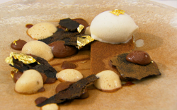 Stu’s milk chocolate cookie with salted milk ice cream winning dessert on MasterChef The P ...