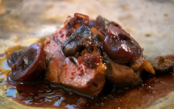 Yan’s duck breast with cherries, miso and a shallot vinegar sauce on MasterChef The Profes ...